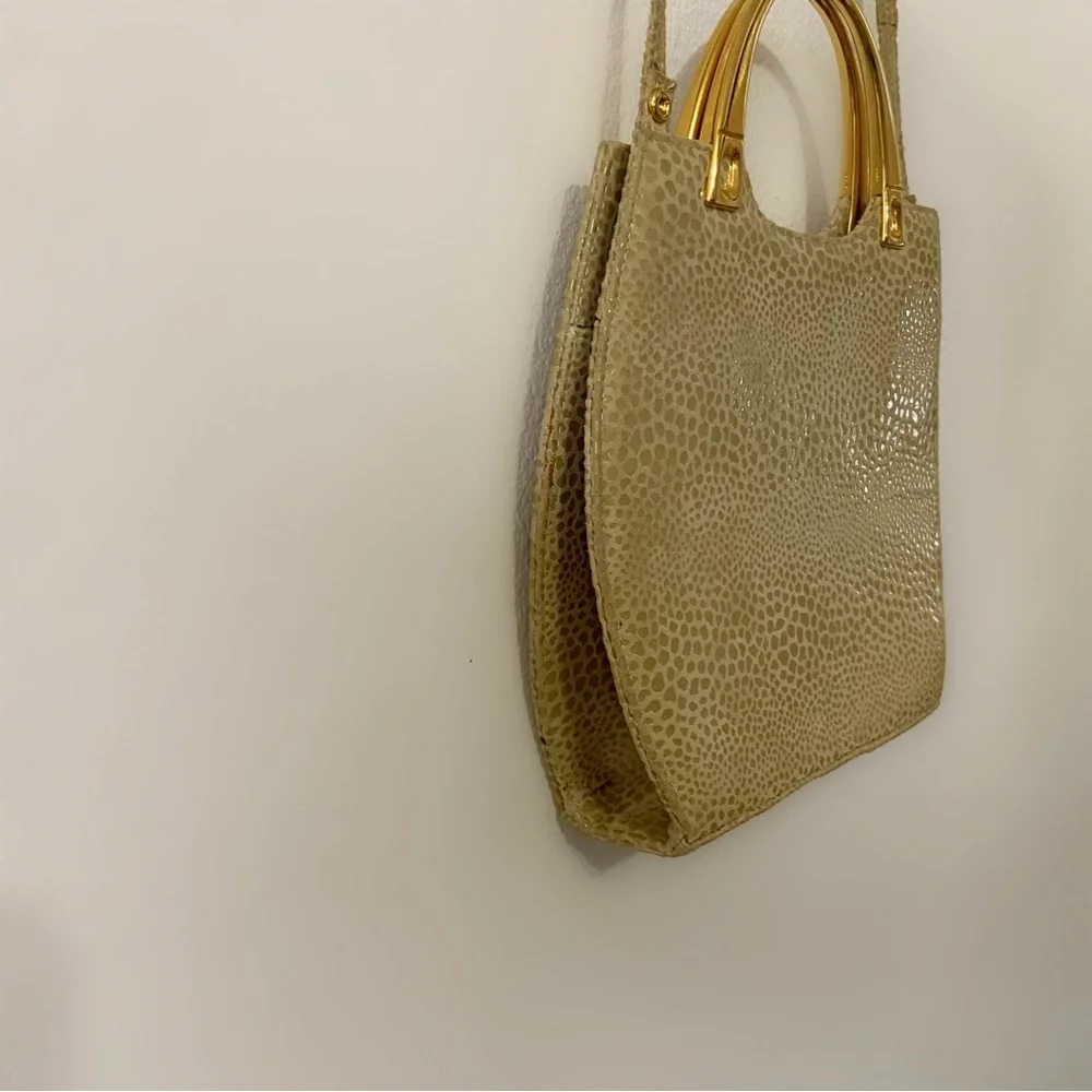 Vintage Blushe by spiegel handbag purse gold cream metallic small clutch new